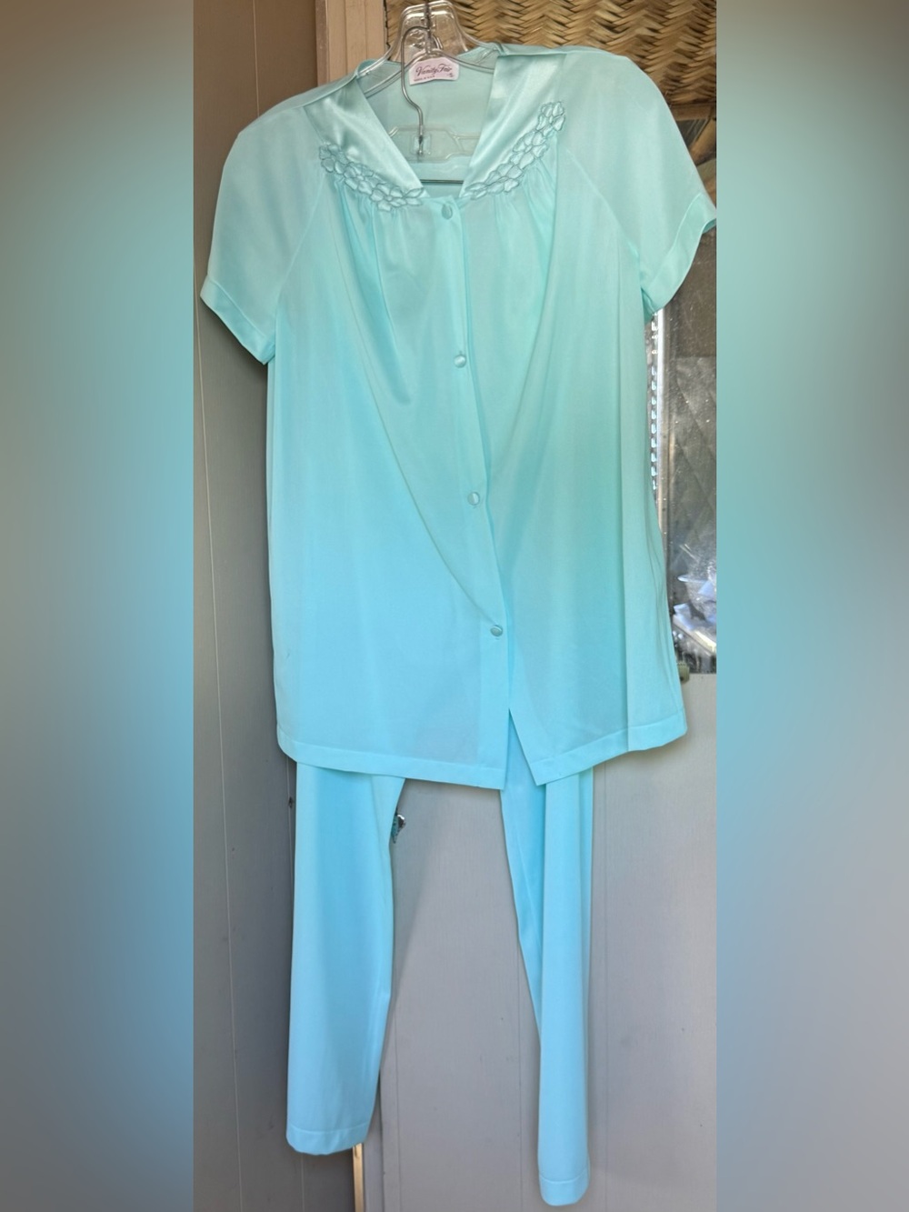 Vanity Fair Aqua Short-Sleeve Two-Piece Pajama Set